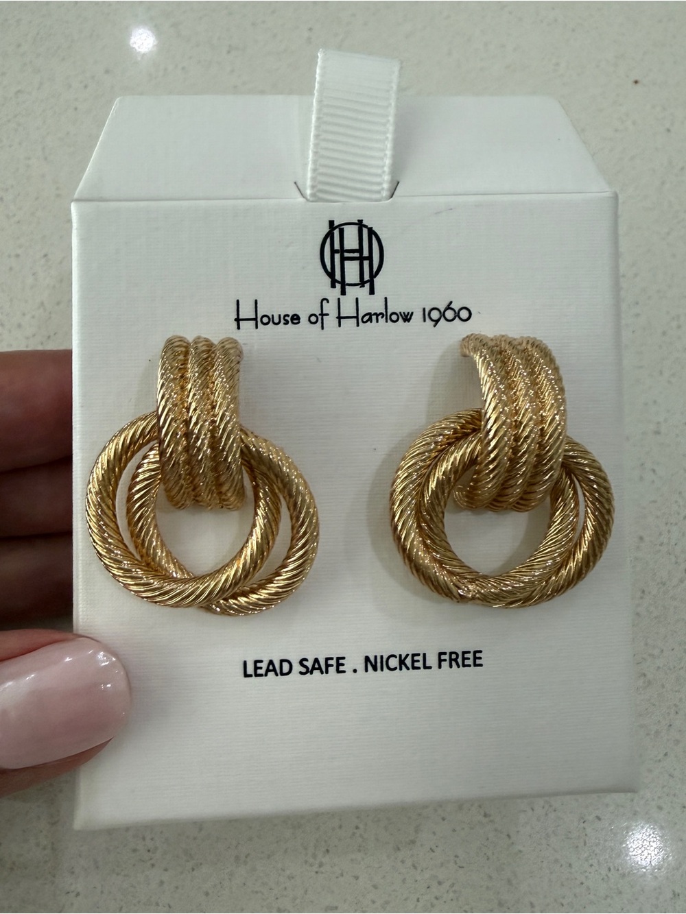 House of Harlow 1960 Twisted Gold Knot Drop Earrings
